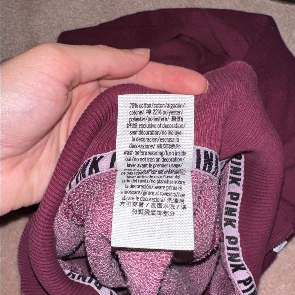 VS PINK Maroon Loose Fitting Quarter Zip - Picture 7 of 7